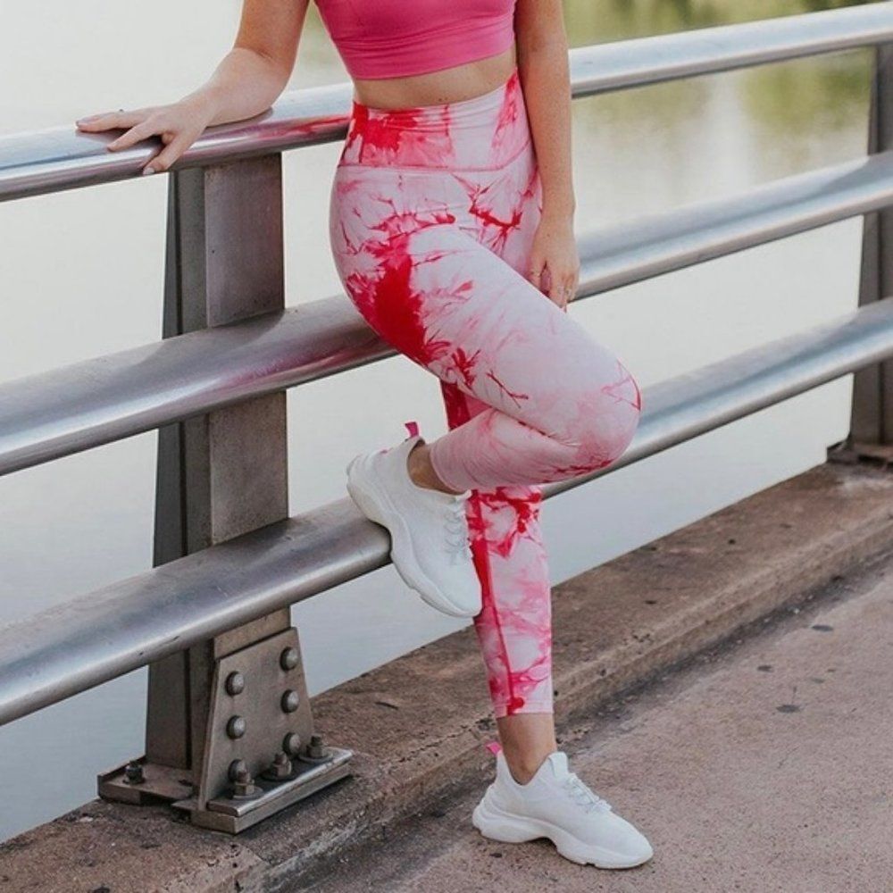 Balance Athletica Vitality Oasis Tie Dye Pink OG Leggings Size S
